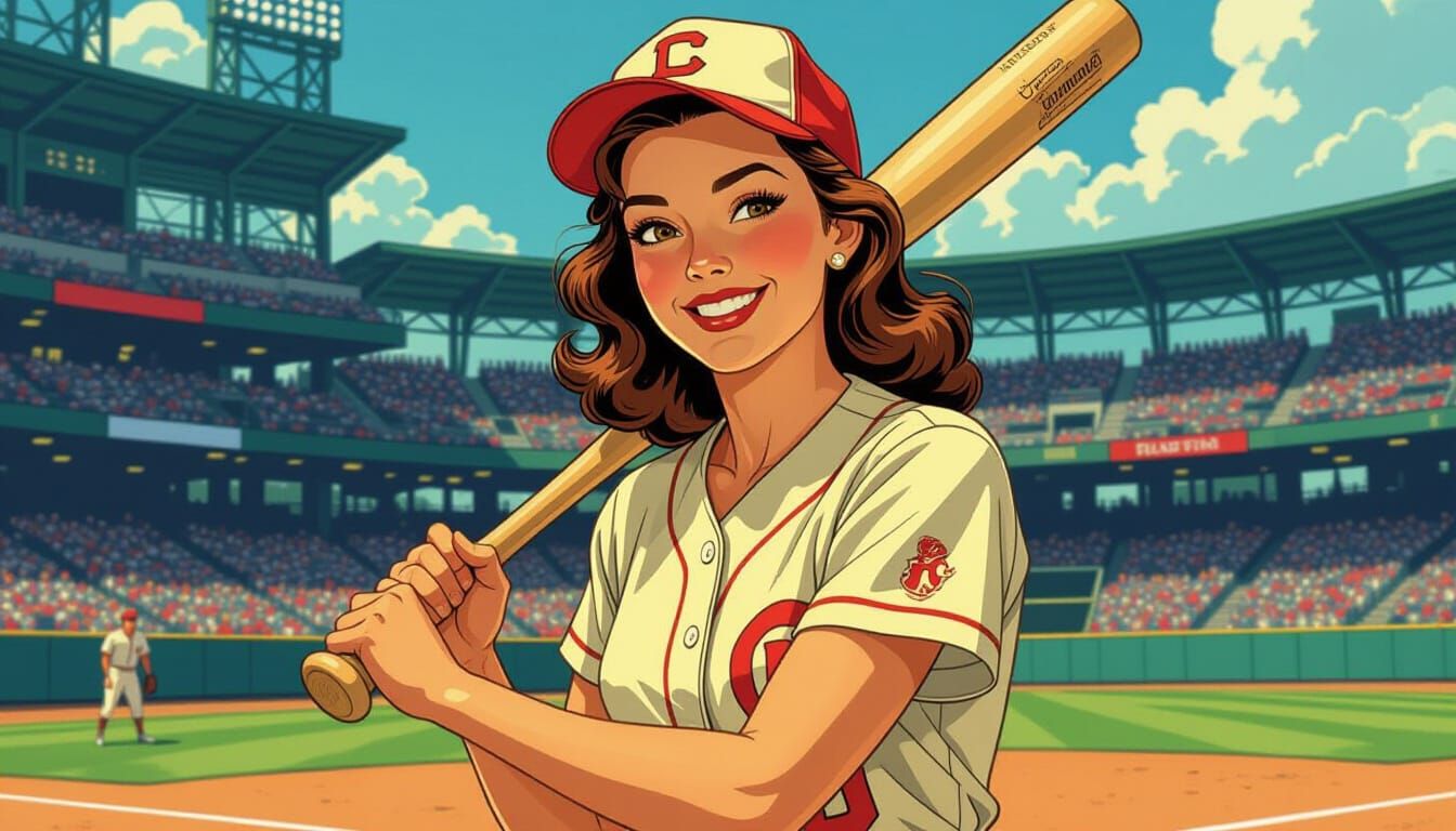 Retro Baseball Player in Comic Book Style