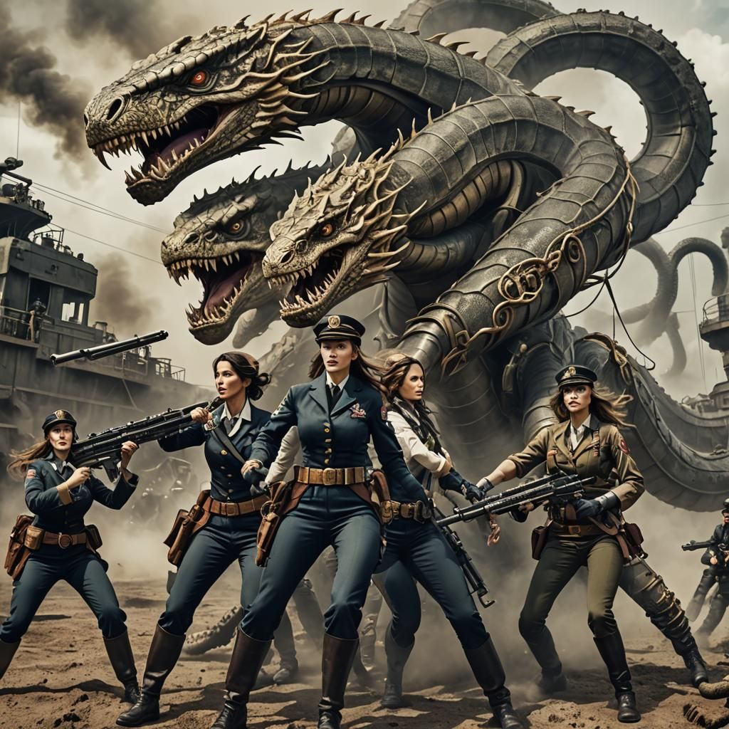 Steampunk Navy SEALs Combat Hydra