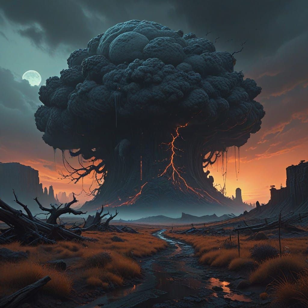 Death Cloud Under Black Moon: Mysterious, Dark Fantasy Scene