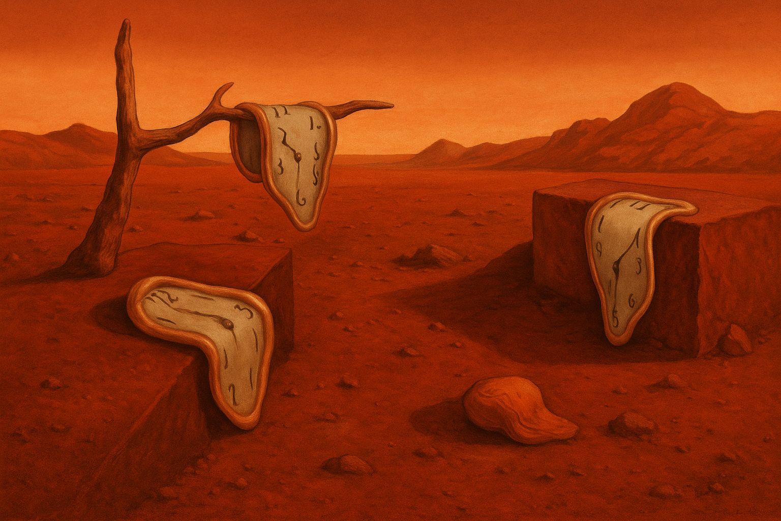 Surreal Martian Landscape: Homage to Salvador Dali