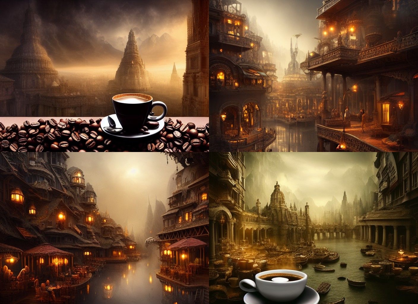 Cinematic Hot Coffee Digital Matte Painting