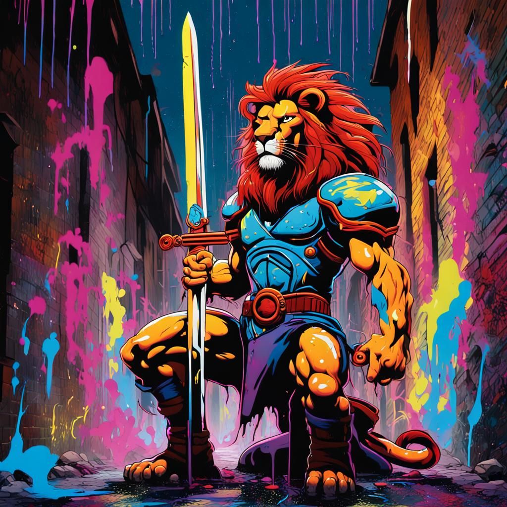 Lion-O Wields Sword of Omens as Street Art