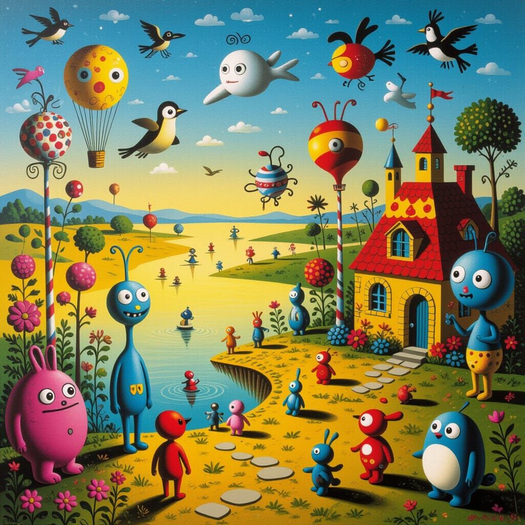 Surreal Dreamscape with Illogical Creatures
