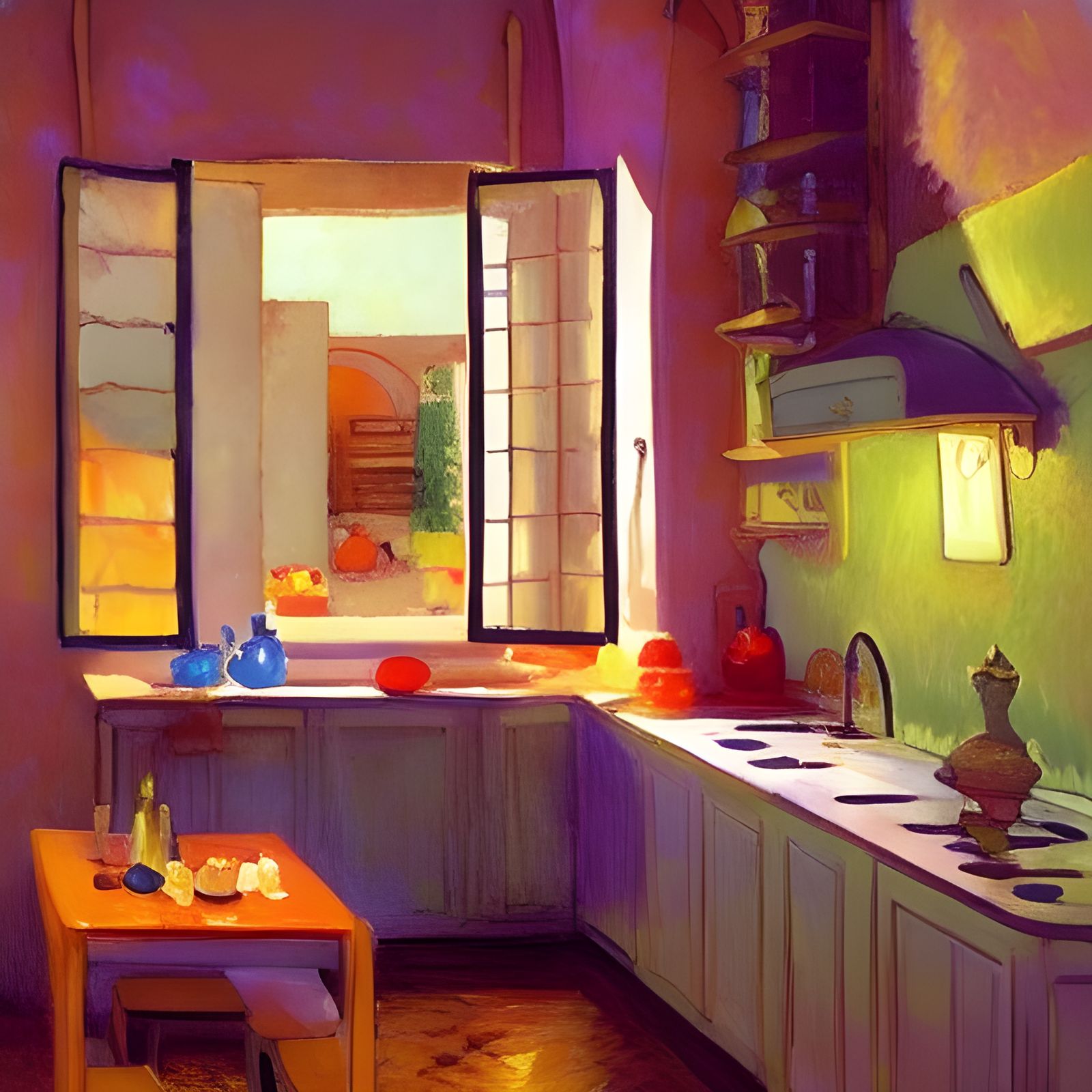 Morning Kitchen Scene in Matisse Style