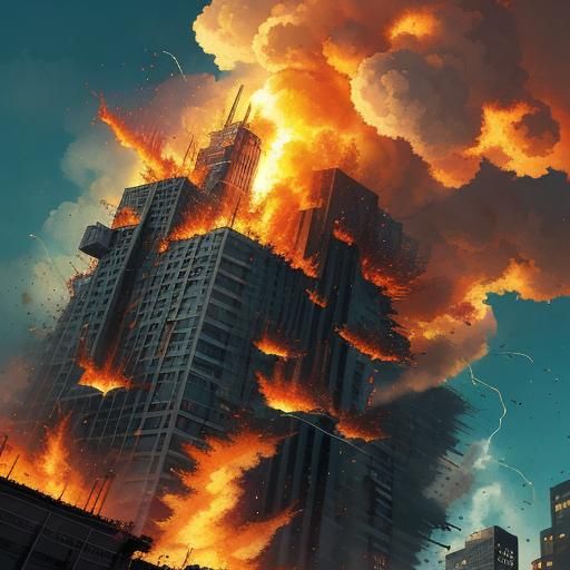 Exploding Tower Rescue: Anime-Style Key Visual