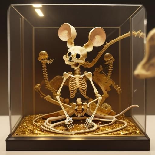 Golden Mouse Skeleton Art Display
