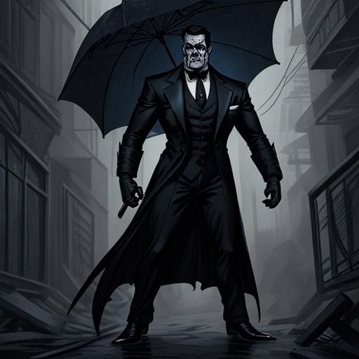 Penguin in Gotham Alley, Comic Book Art