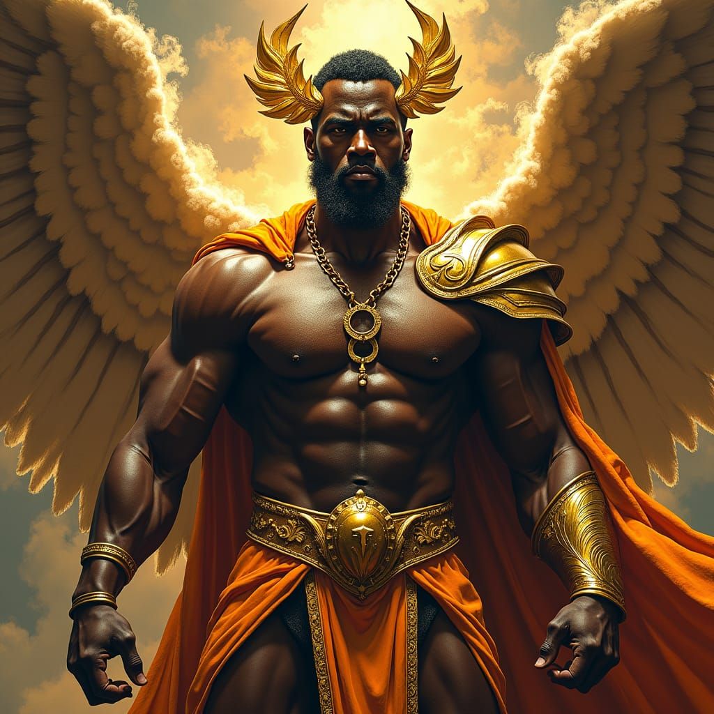 Majestic Black God in Divine Ethereal Atmosphere