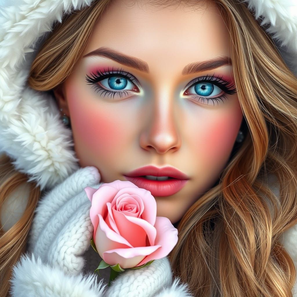 Glamorous Winter Portrait in Photorealistic Style