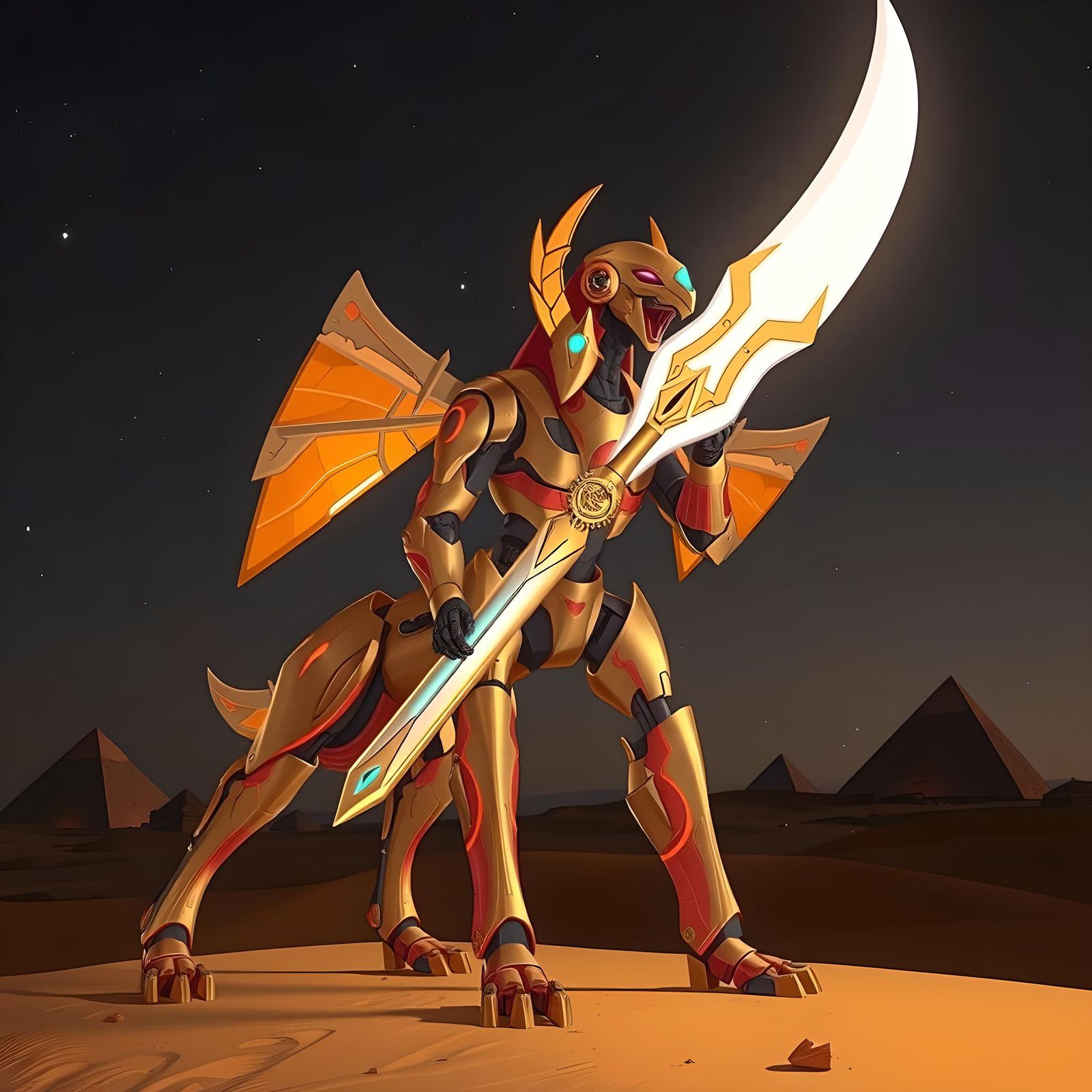 Golden Sphinx Mech Ready for Battle