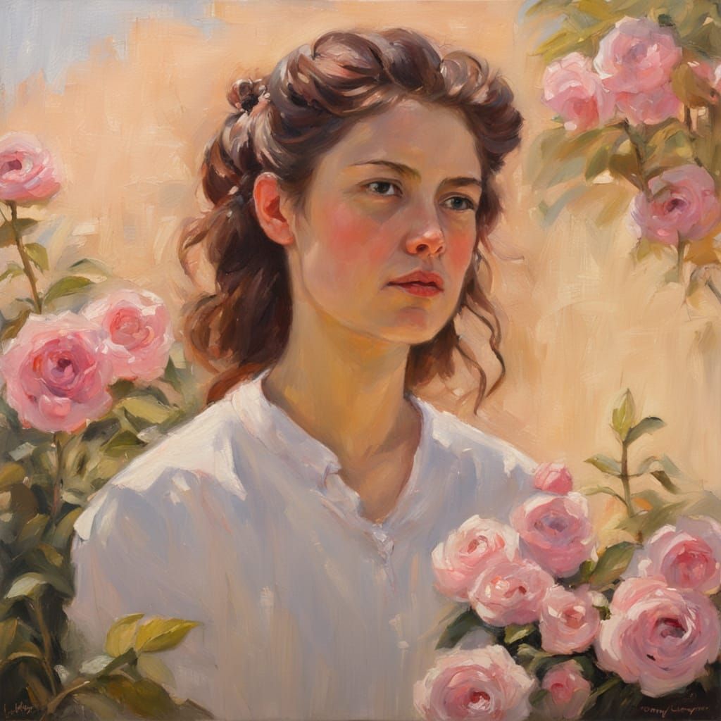 Pink and White Abstract Oil Painting