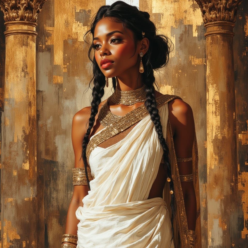 African Warrior Goddess in Egyptian Palace