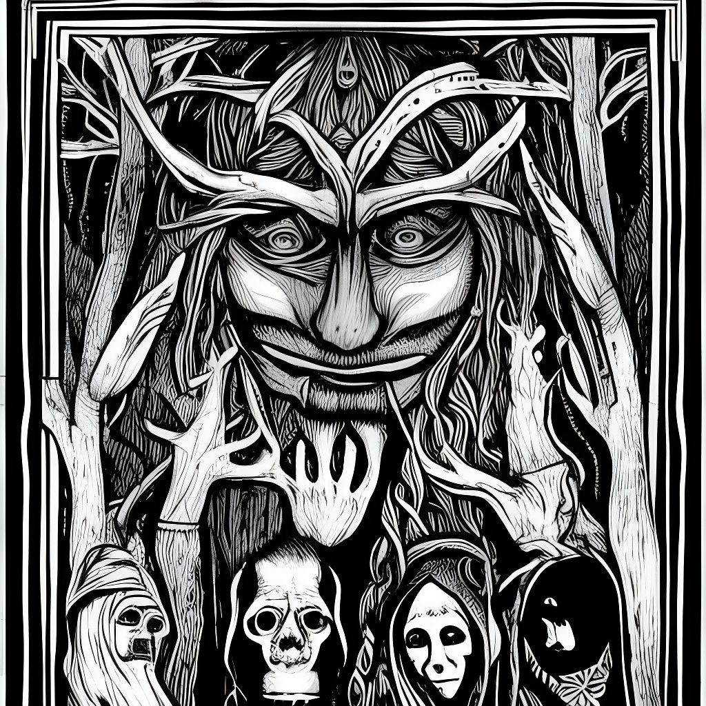 Creepy Slavic Forest Witch in Folklore Style