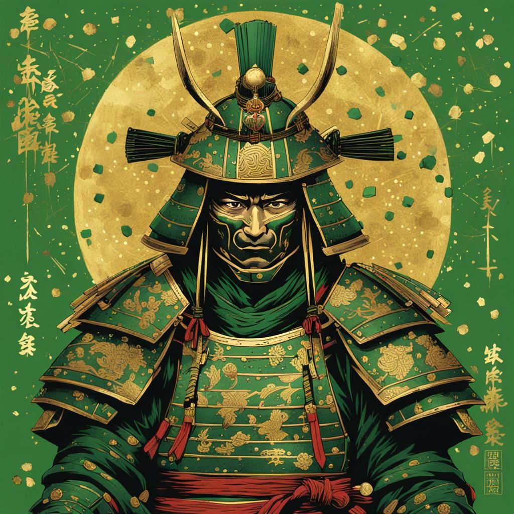 Armored Samurai on Battlefield Concept Art