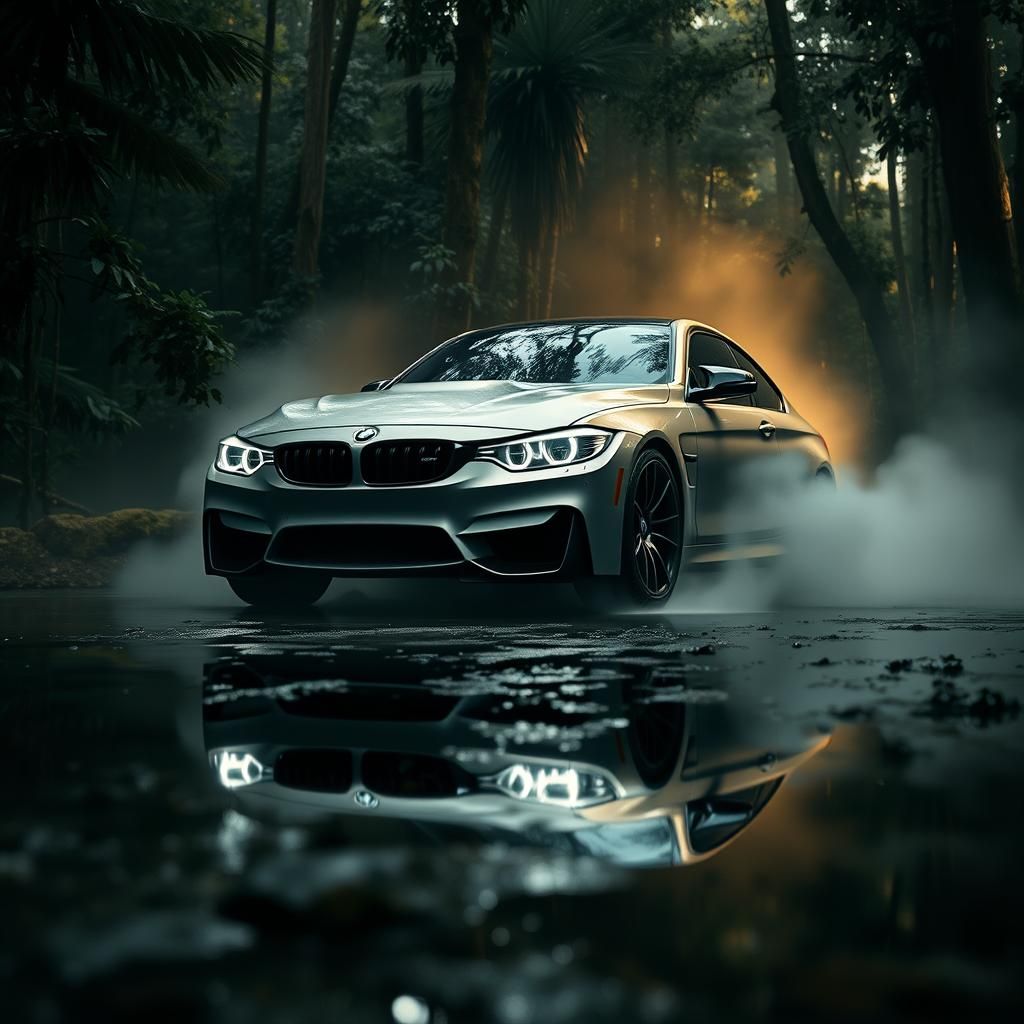 BMW M3 in Rainforest: Cinematic Still Frame