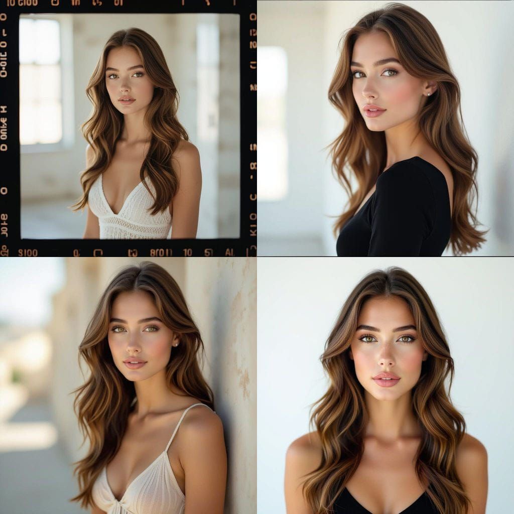 Realistic Portrait of a Young Woman with Amber Eyes