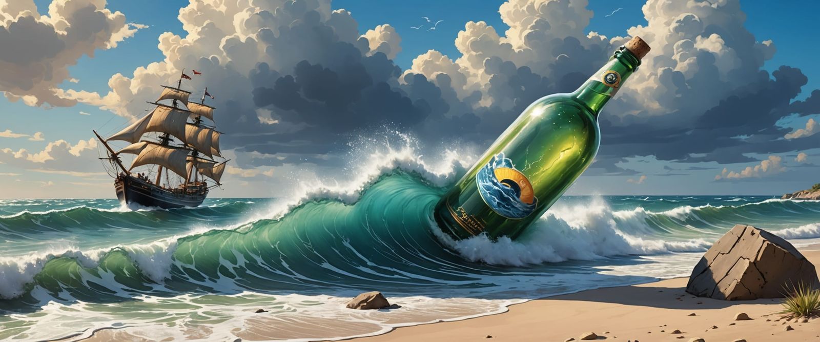 Ship in a Bottle: Miniature Stormy Seascape