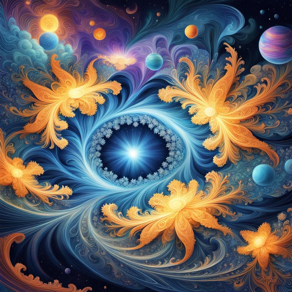 Heavenly Sunshine Beams in Cosmic Space Illustration