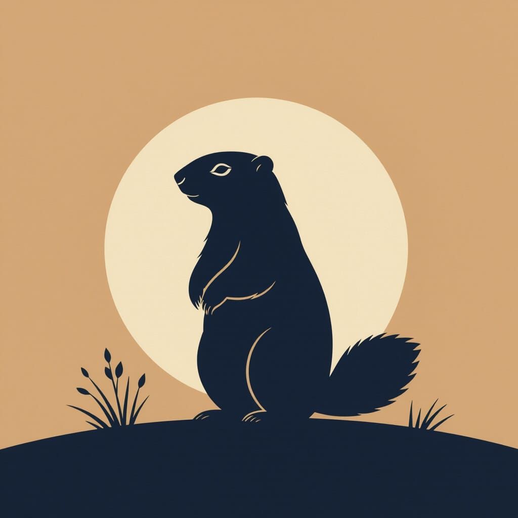 Elegant Groundhog Logo in Navy and Tan