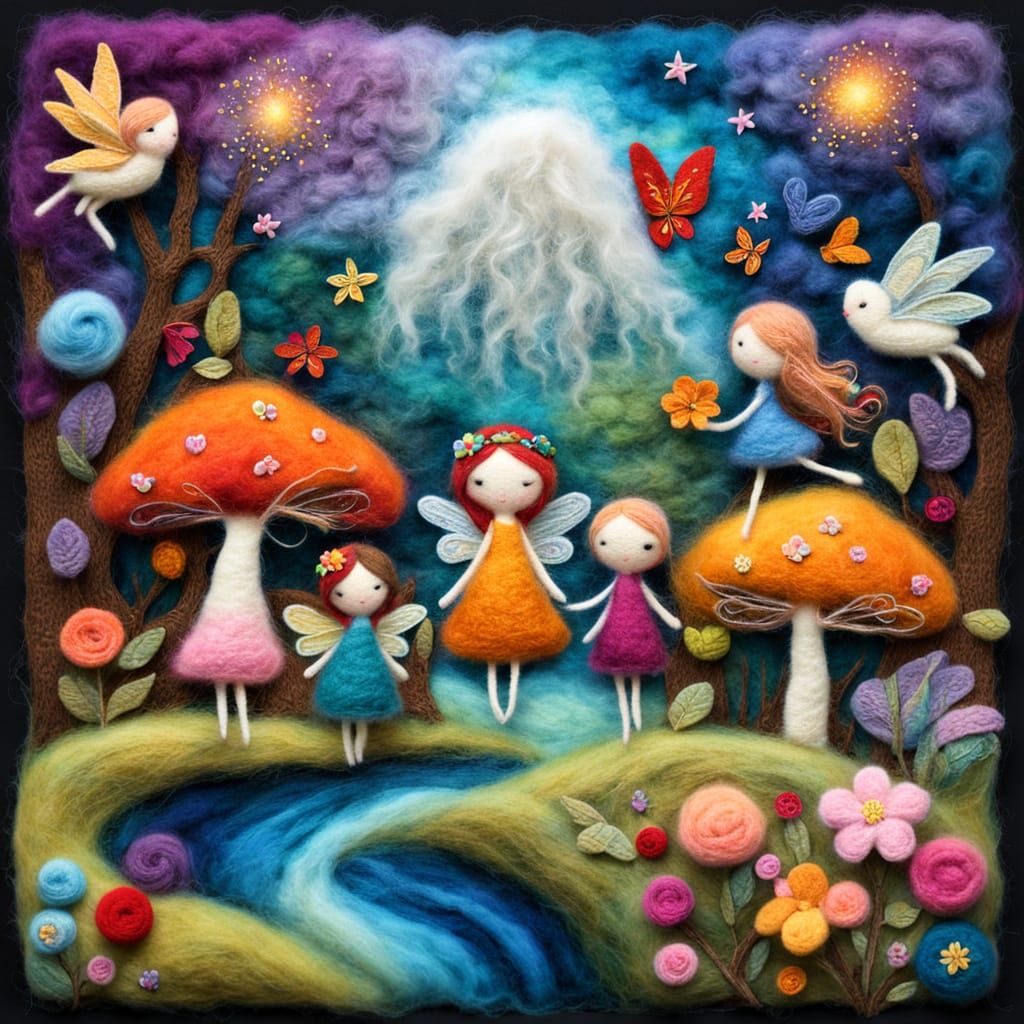 Felted Wool Fairies in a Fine Art Style
