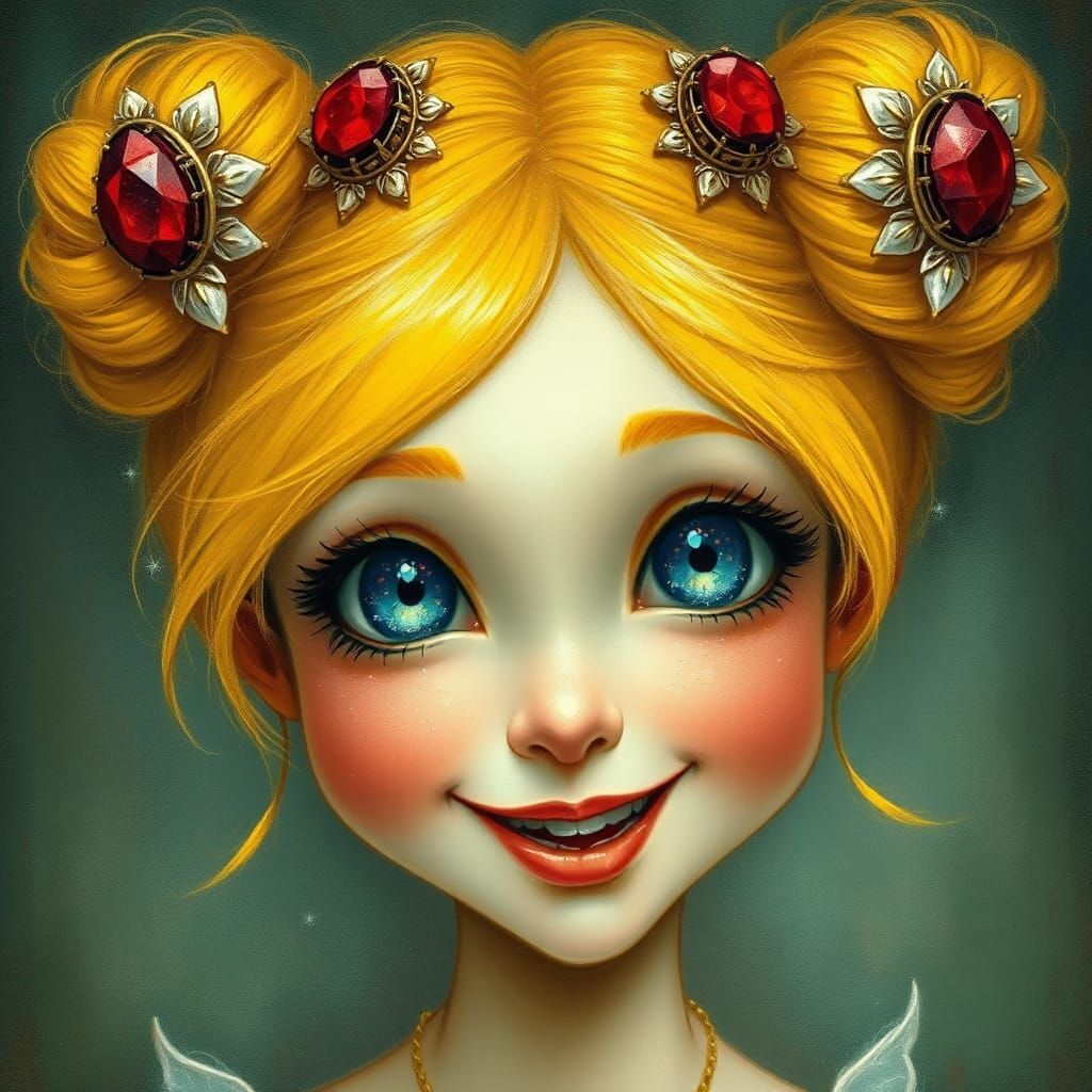 Enchanting Portrait in a Fantastical Art Nouveau Style