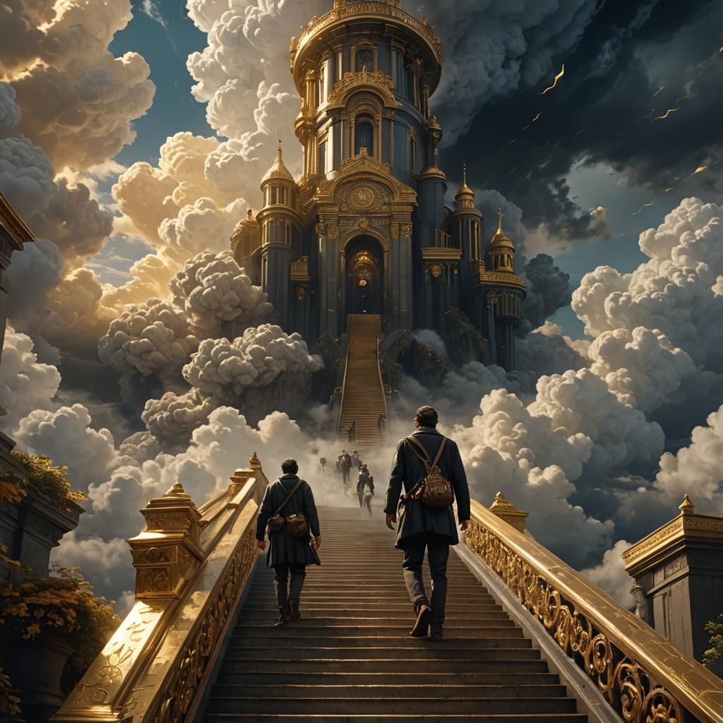 Golden Stairway: A Dark Fantasy Concept Art