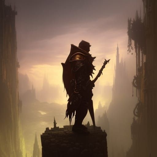 Fantasy Hero of Strength in Dark Realm: 8K Art