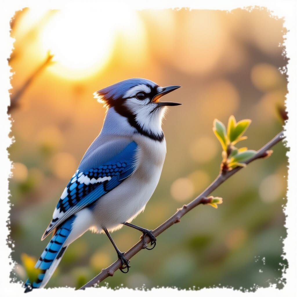 Bluejay Sings in Morning Sun