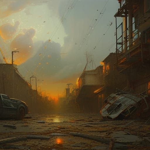 Earthquake: Impressionistic Zombiecore Landscape