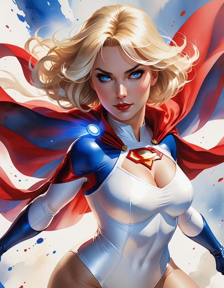 Dynamic Power Girl Portrait as Digital Art