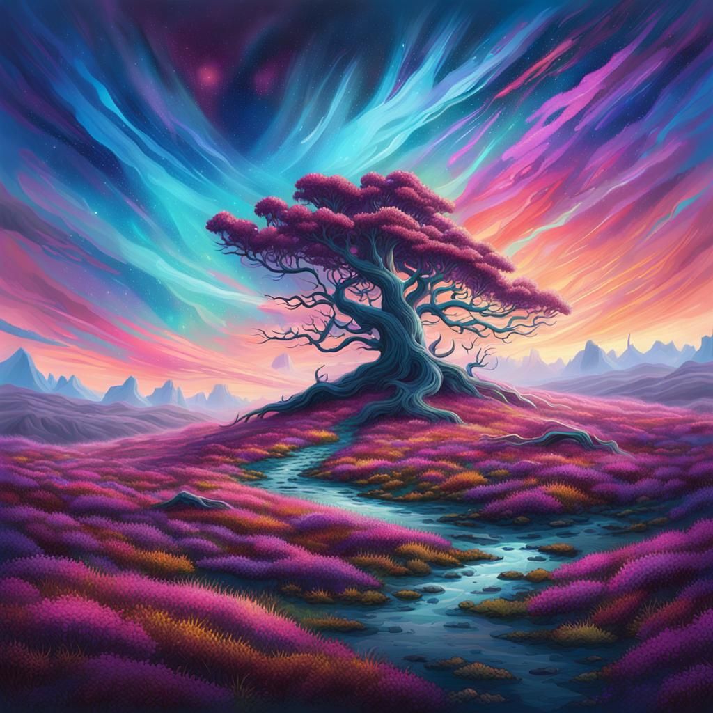 Cosmic Moor: Surreal Astral Landscape in Mystical Realism