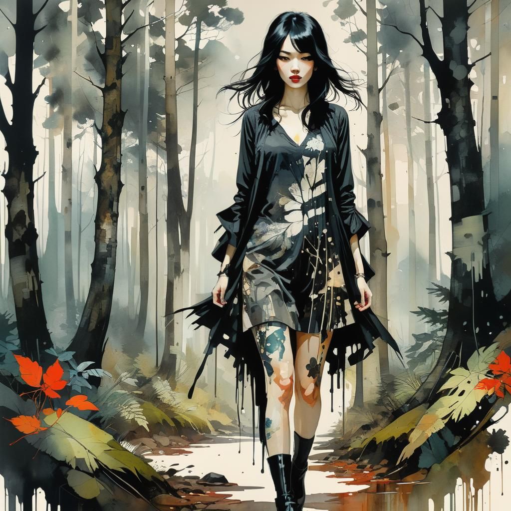 walking down a forest