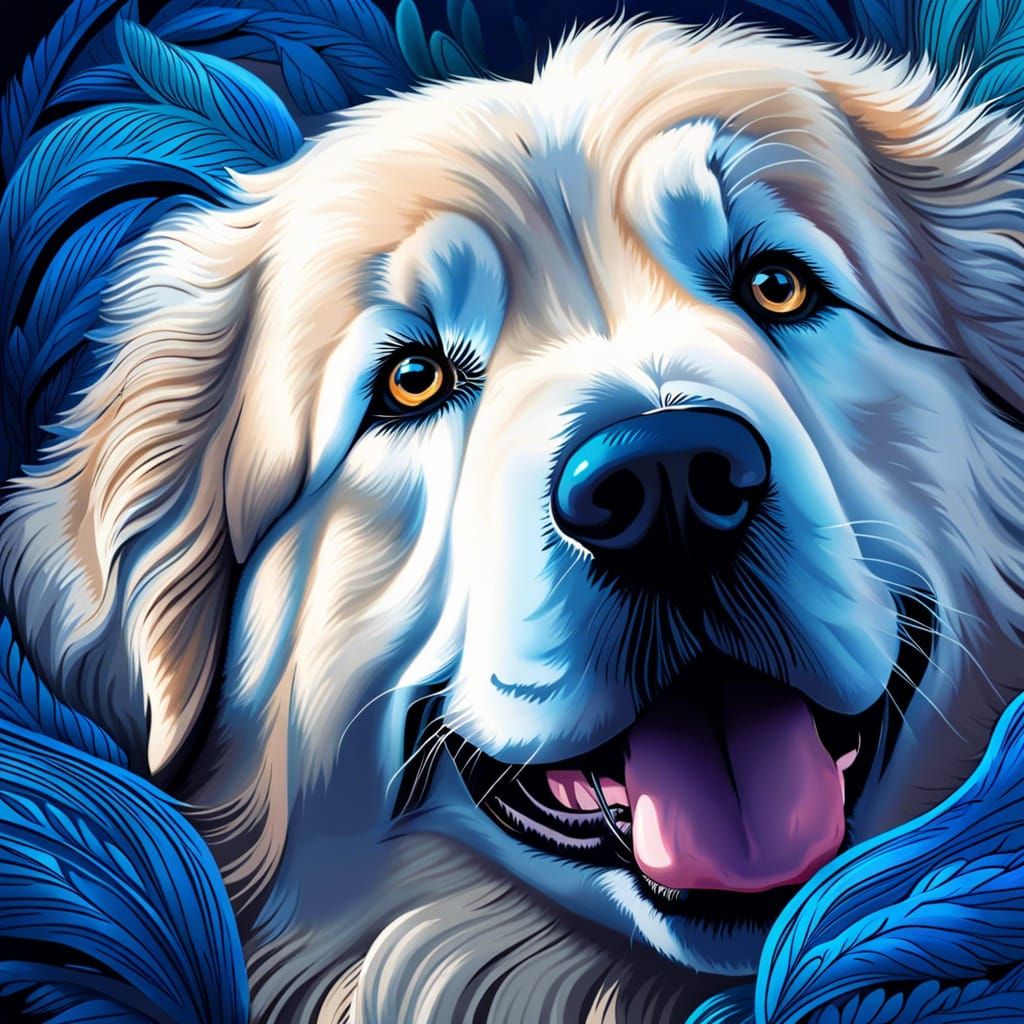 Majestic Blue Great Pyrenees Digital Painting