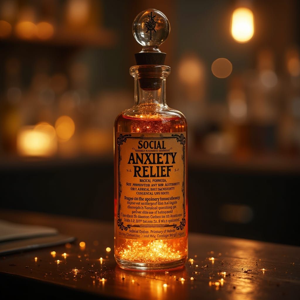 Magic Potion Bottle Disguised as Social Anxiety Medicine