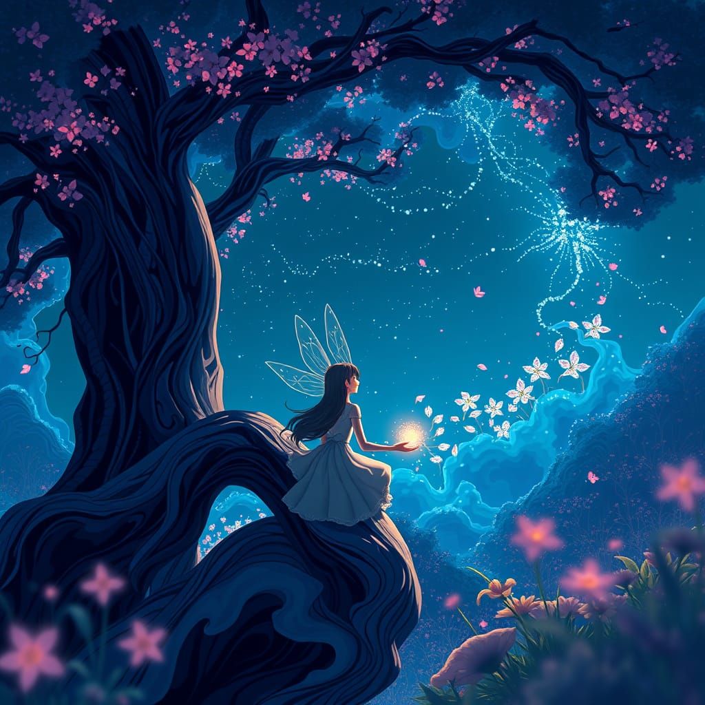 Whimsical Fairy in a Vibrant Studio Ghibli Aesthetic