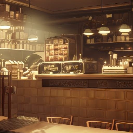 Old New York Cafe in 3D Game Style