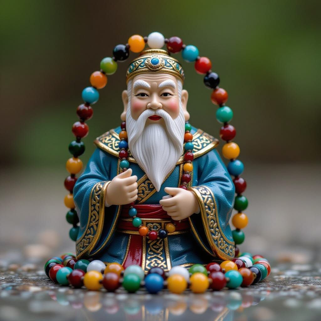 Beaded Old Man Studying: A Whimsical Chinese Artwork