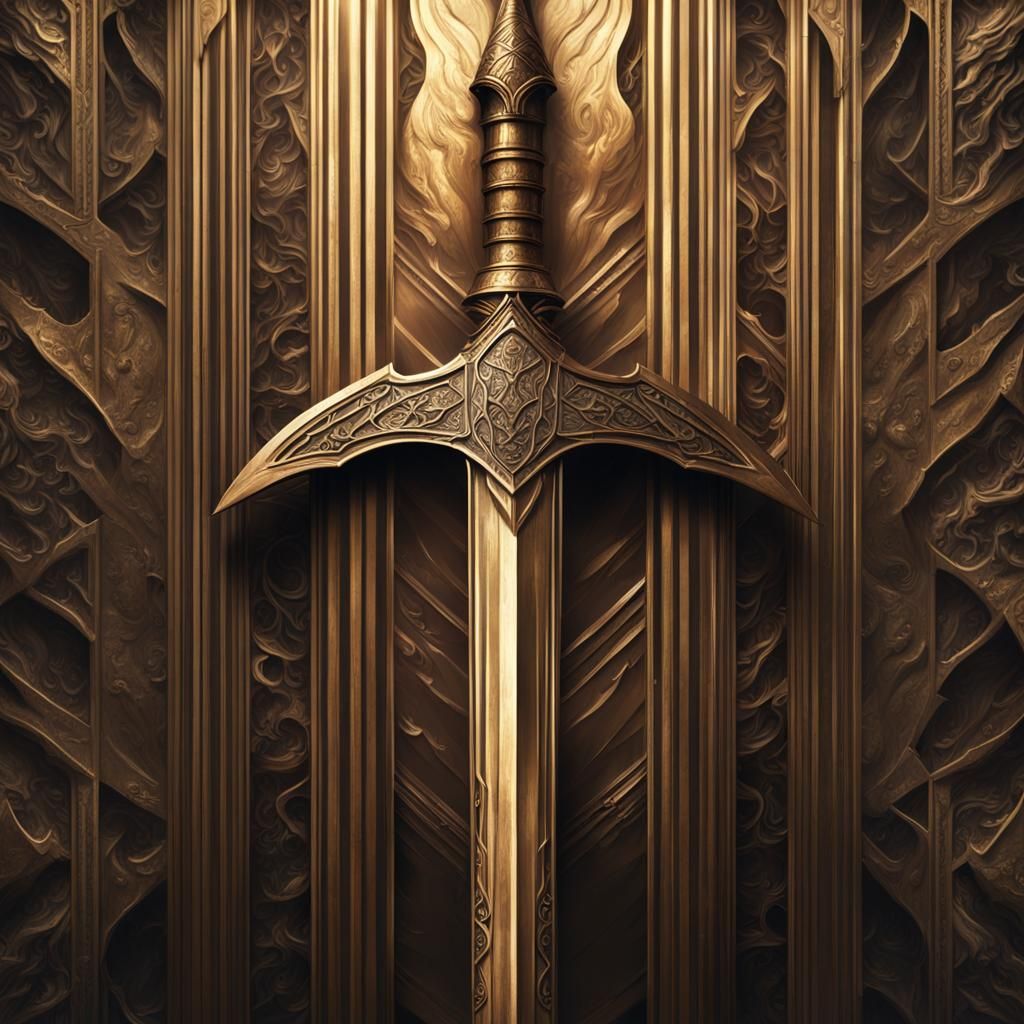 Bronze Spear with Curved Spearhead in Digital Painting