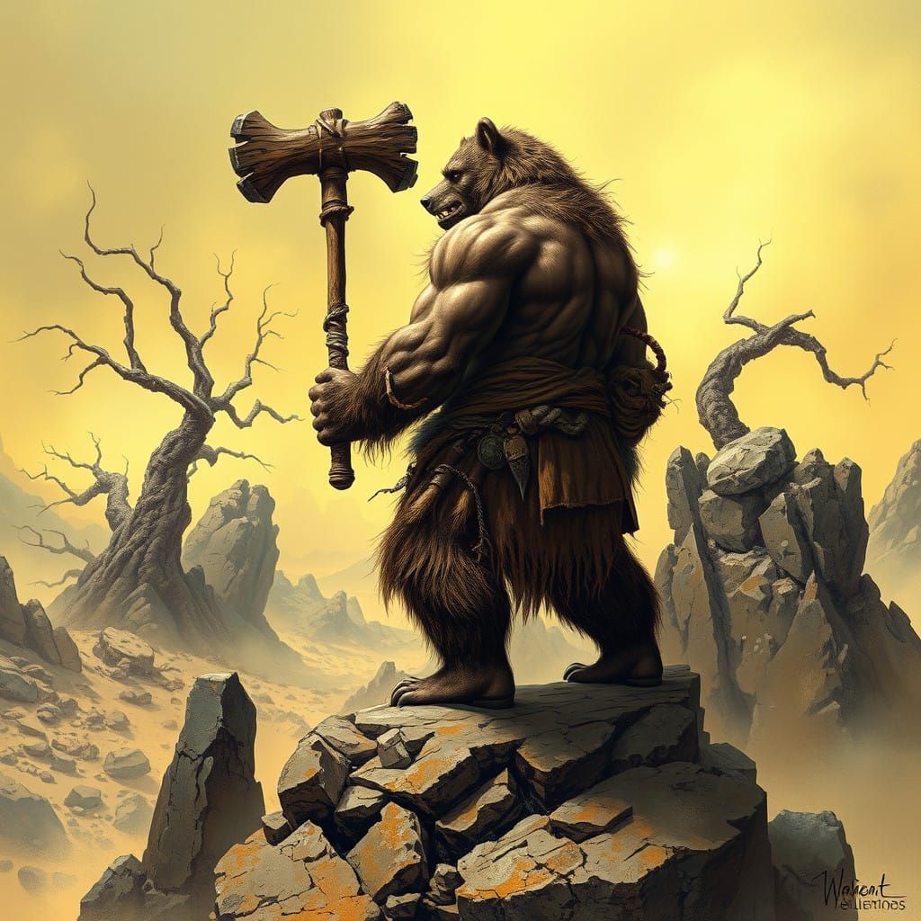 Cyberpunk Warrior Amidst a Desolate Wasteland