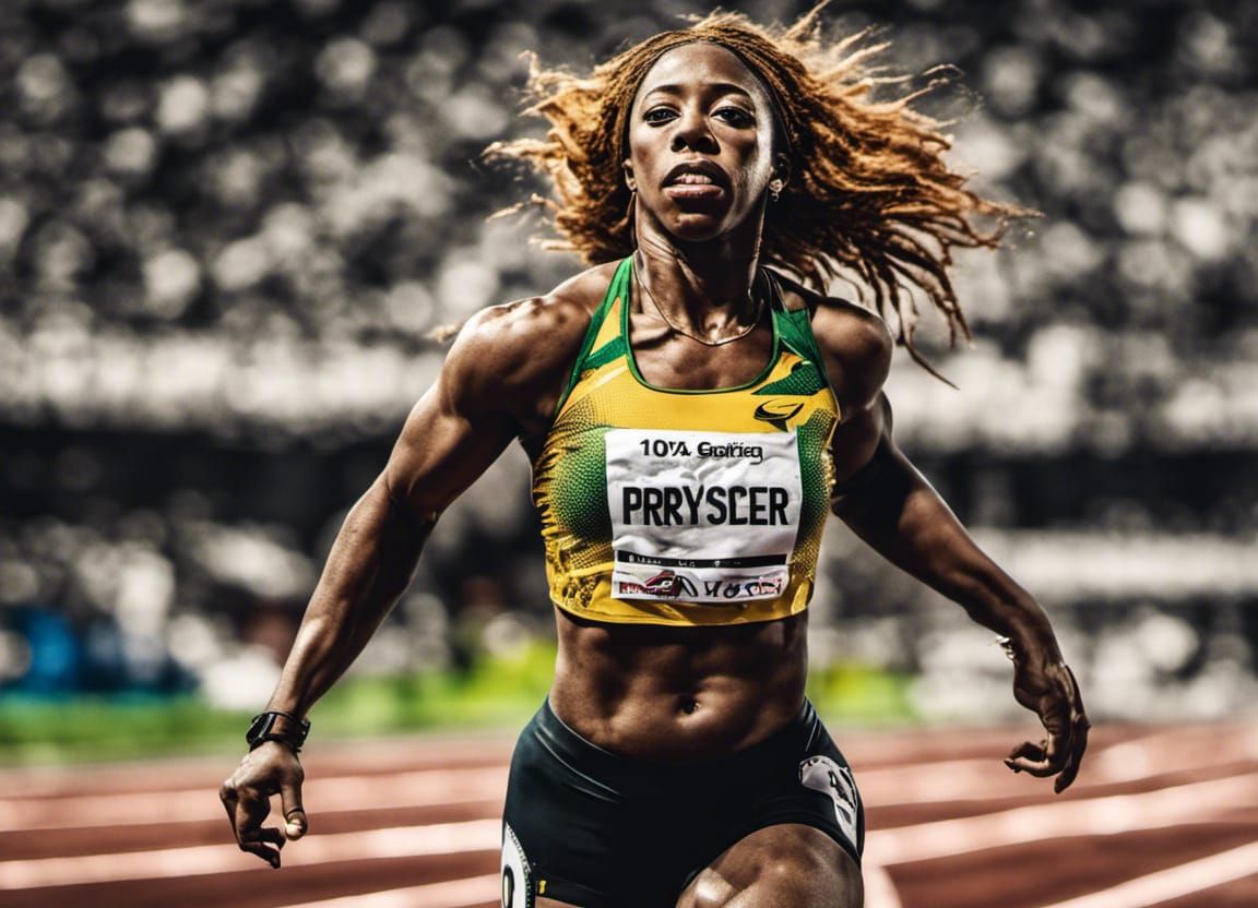 Shelly-Ann Fraser-Pryce 100m Final Hyperrealistic Image