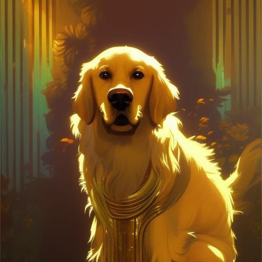 Pixel Art Golden Retriever: 8K Resolution