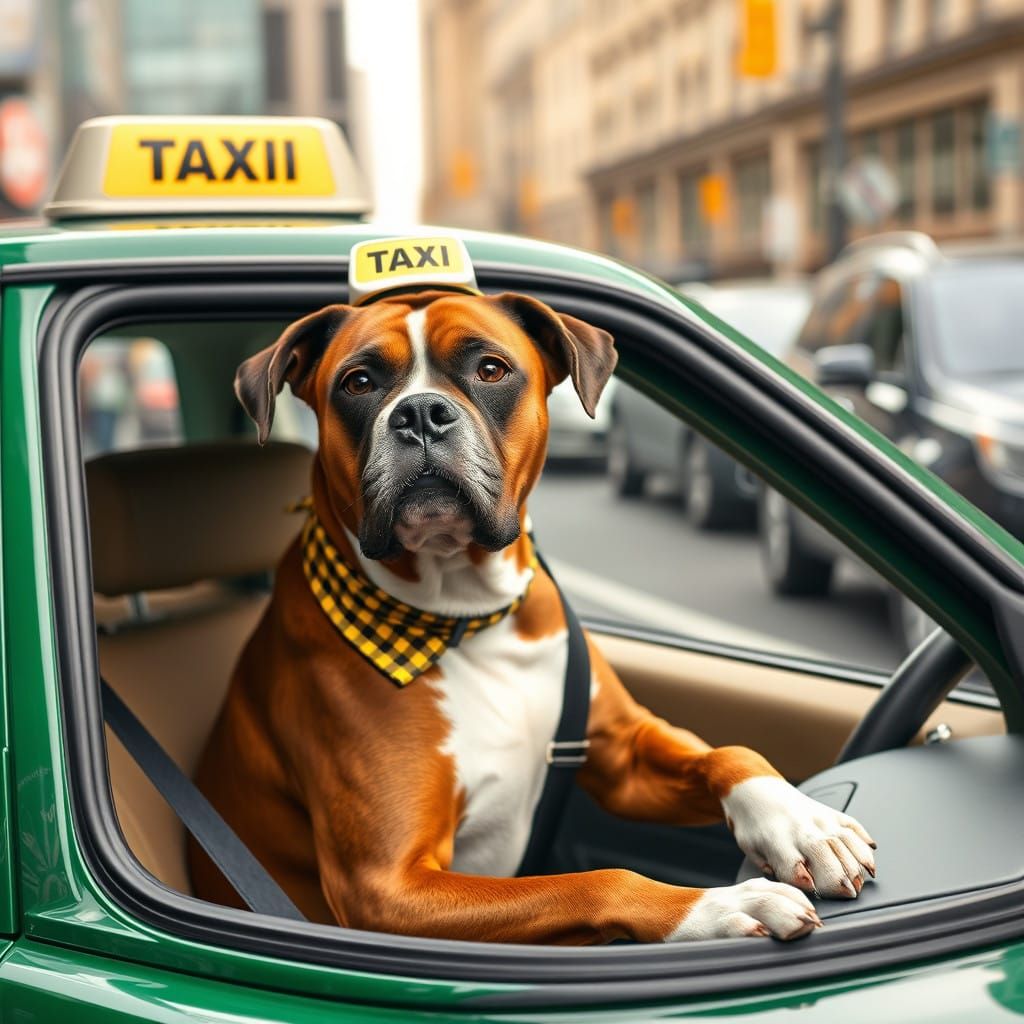 Boxer Dog Cabbie Seeks Next Passenger