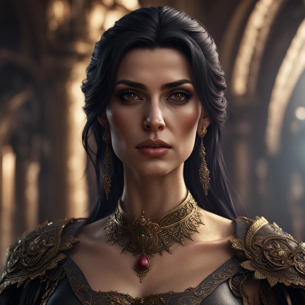 Lebanese Woman in Detailed Fantasy Matte Painting