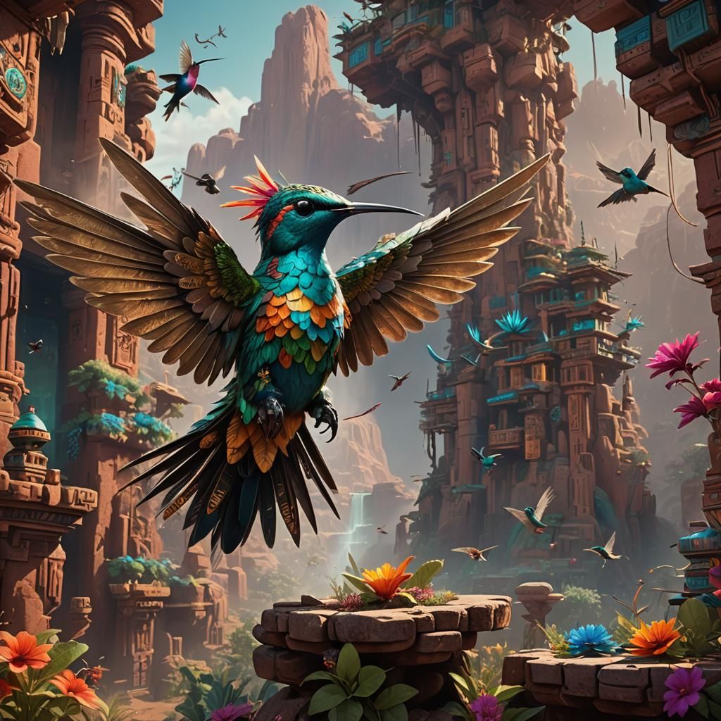 Hummingbird Kachina Tocha: Detailed Fantasy Art