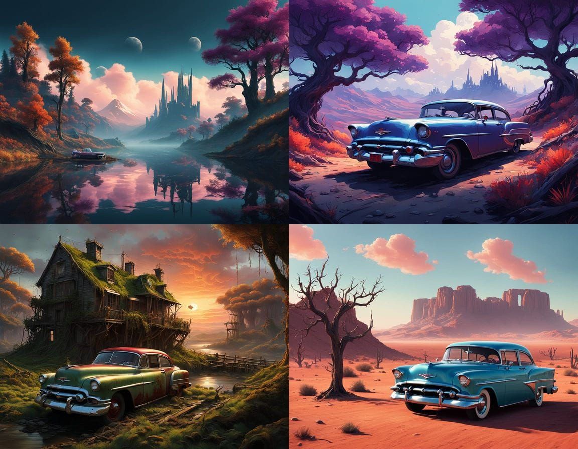 Surreal Levee Encounter in Vibrant, Fantasy Concept Art