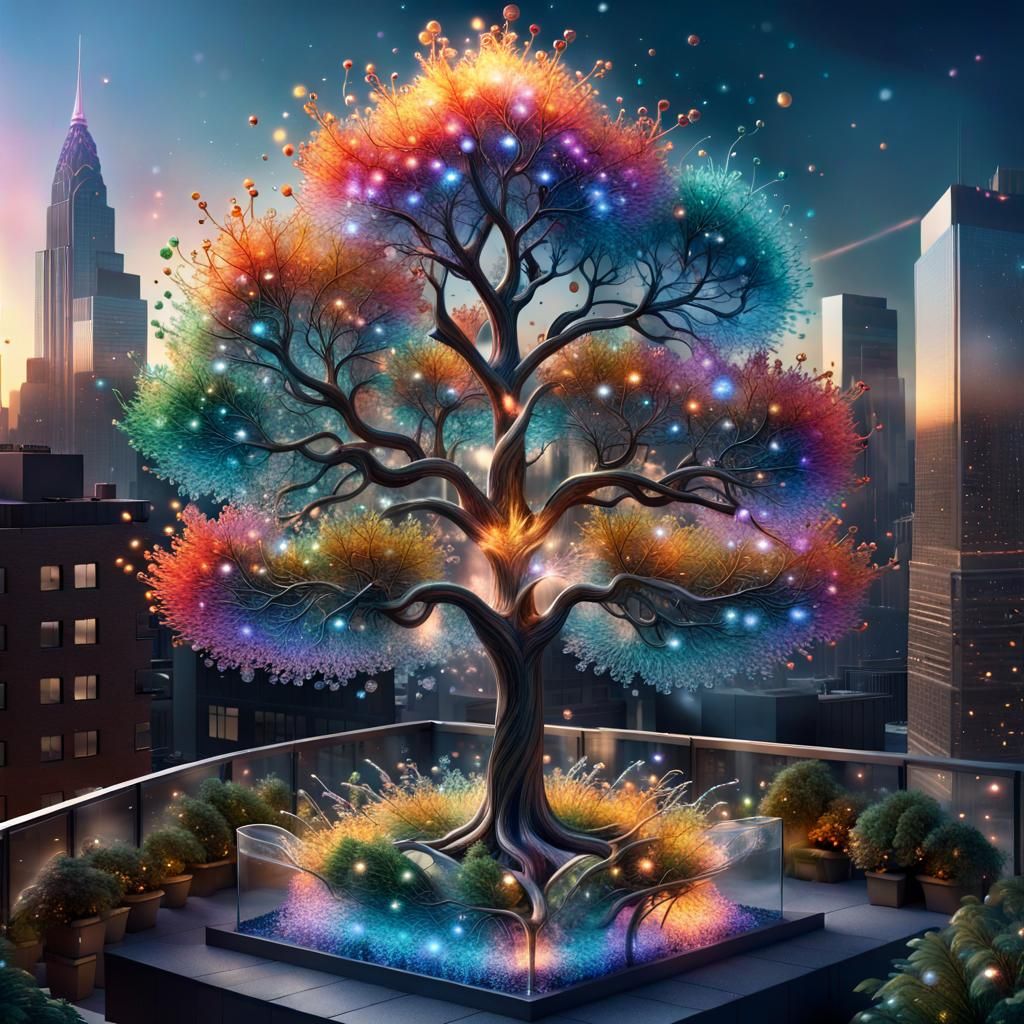 Glassblower's Unification Tree in City Skyscraper Garden