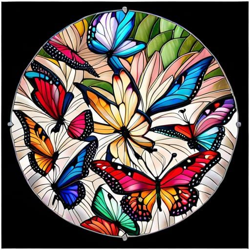 Stained Glass Butterflies in Hyperrealistic Detail