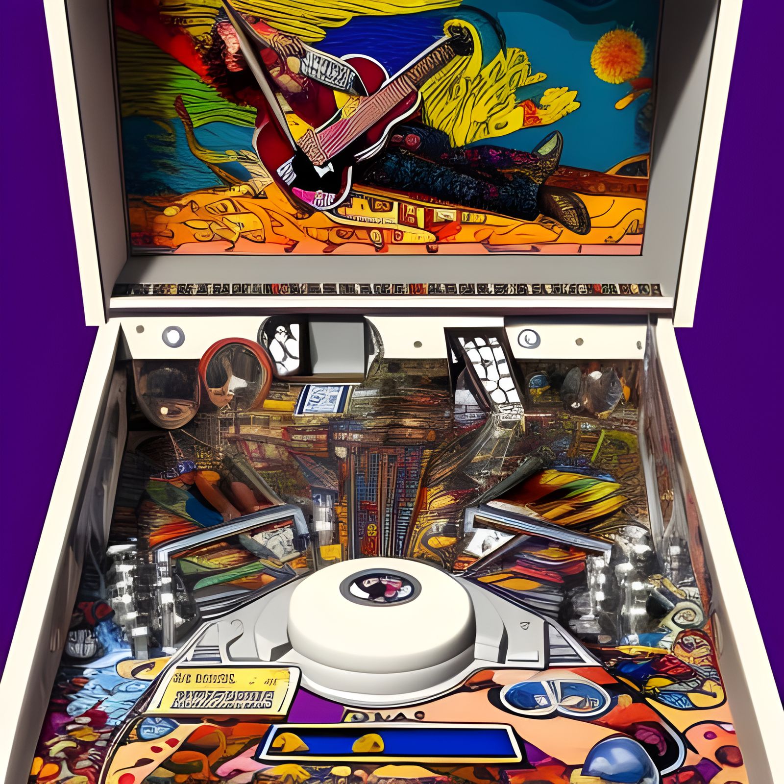 Jimi Hendrix Pinball Machine in Comic Book Style