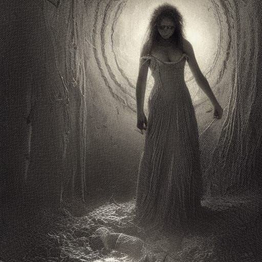 Horrific Yarn Illustration in Doré Style