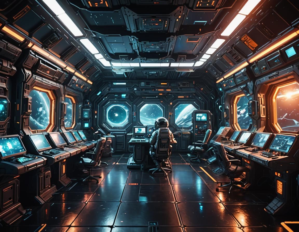 Cozy Sci-Fi Space Station Interior in 3D